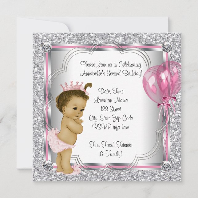 Invitación Fiesta de Cumpleaños de la Princesa 2 años (Reverso)
