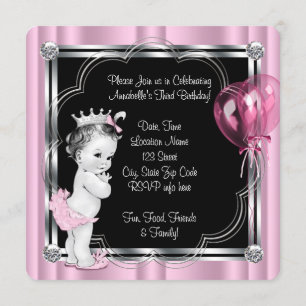 Invitación Fiesta de cumpleaños de la princesa 3 años