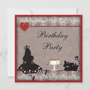 Invitación Fiesta de cumpleaños de la princesa Alice y Cheshi