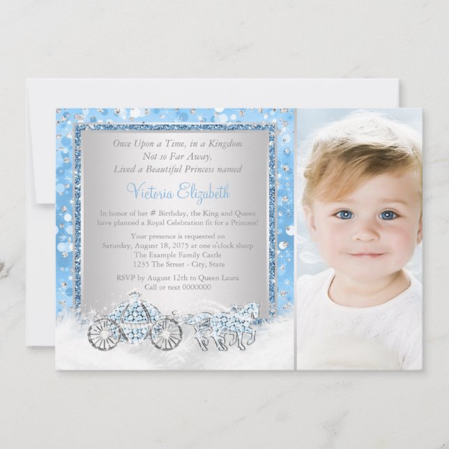 Invitación Fiesta de Cumpleaños de la Princesa Cenicienta (Anverso)