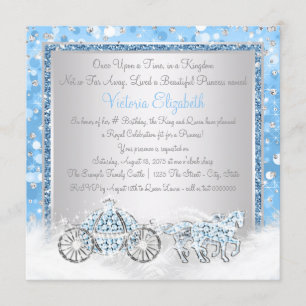 Invitación Fiesta de cumpleaños de la princesa Cenicienta azu