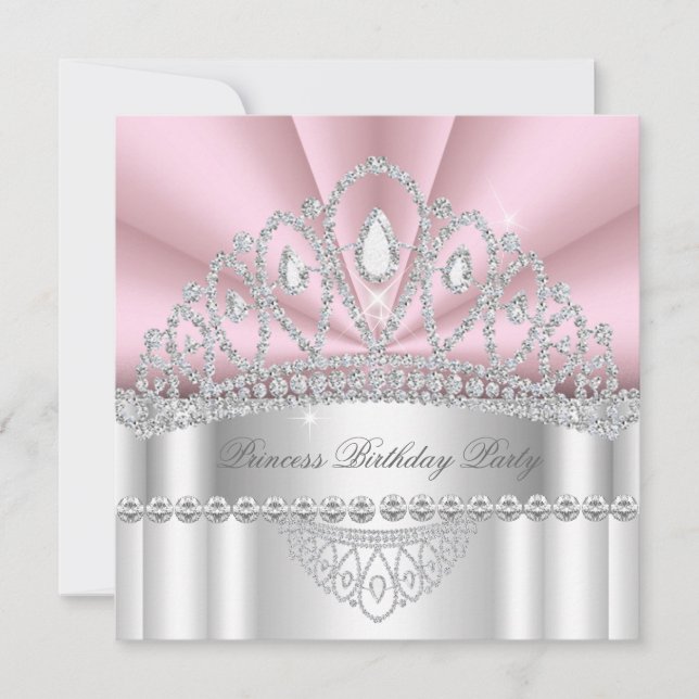 Invitación Fiesta de Cumpleaños de la Princesa con la Diadema (Anverso)