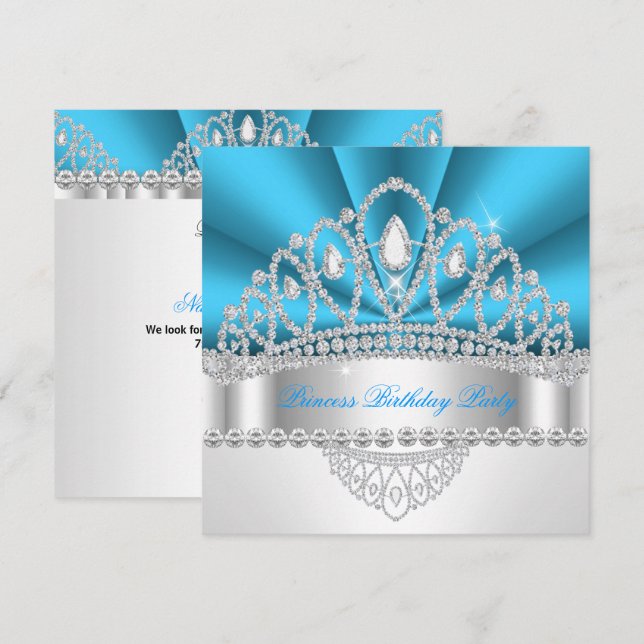 Invitación Fiesta de Cumpleaños de la Princesa con la Diadema (Anverso / Reverso)