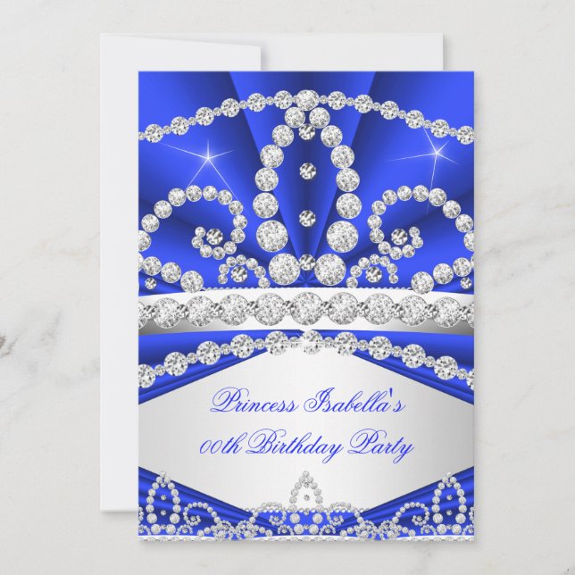 Invitación Fiesta de Cumpleaños de la Princesa con la Diadema (Anverso)