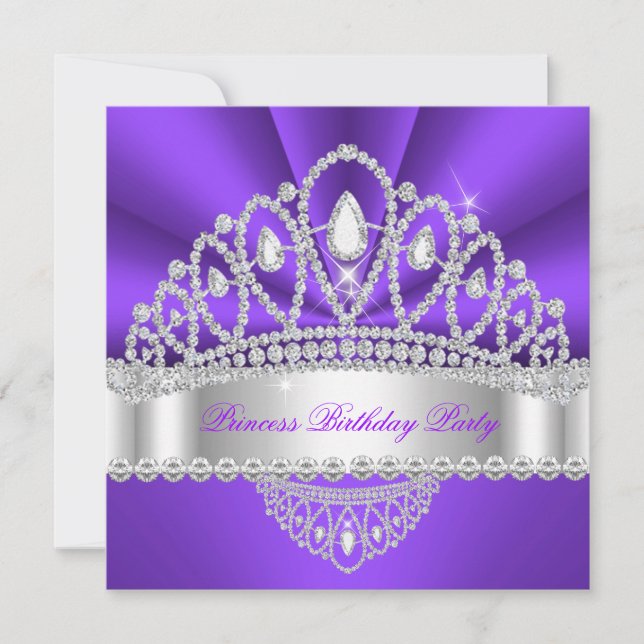 Invitación Fiesta de Cumpleaños de la Princesa con la Diadema (Anverso)