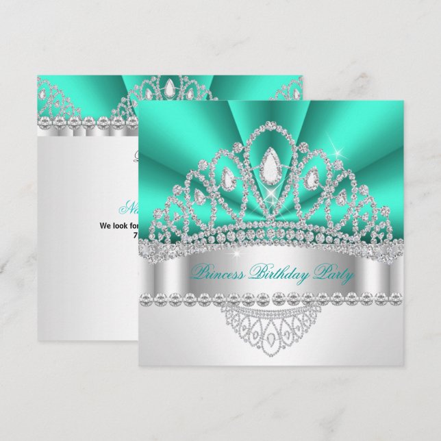 Invitación Fiesta de Cumpleaños de la Princesa con la Tiara d (Anverso / Reverso)