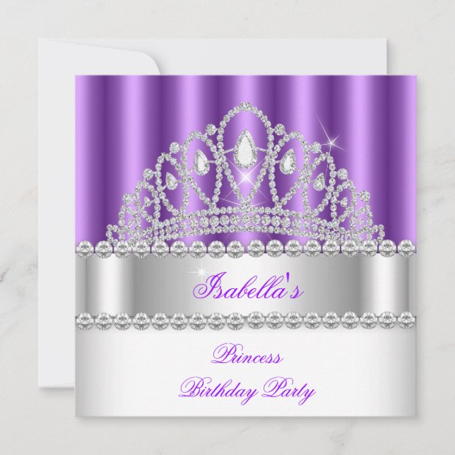 Invitación Fiesta de Cumpleaños de la Princesa con la Tiara d (Anverso)