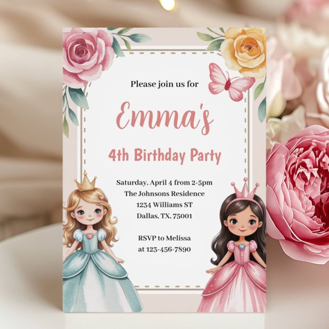Invitación Fiesta de cumpleaños de la princesa cuta (Subido por el creador)