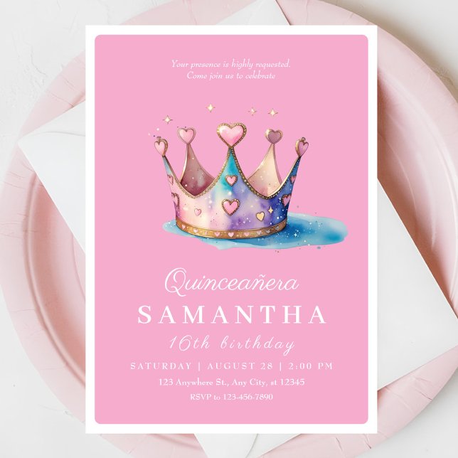Invitación Fiesta de cumpleaños de la princesa de oro rosa (Subido por el creador)