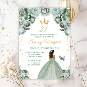 Invitación Fiesta de Cumpleaños de la Princesa de Piel Oscura
