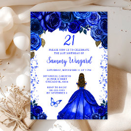 Invitación Fiesta de cumpleaños de la princesa del cabello az