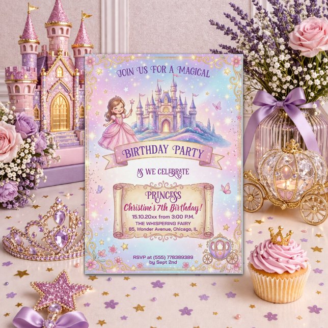 Invitación Fiesta de cumpleaños de la princesa del castillo d (Subido por el creador)
