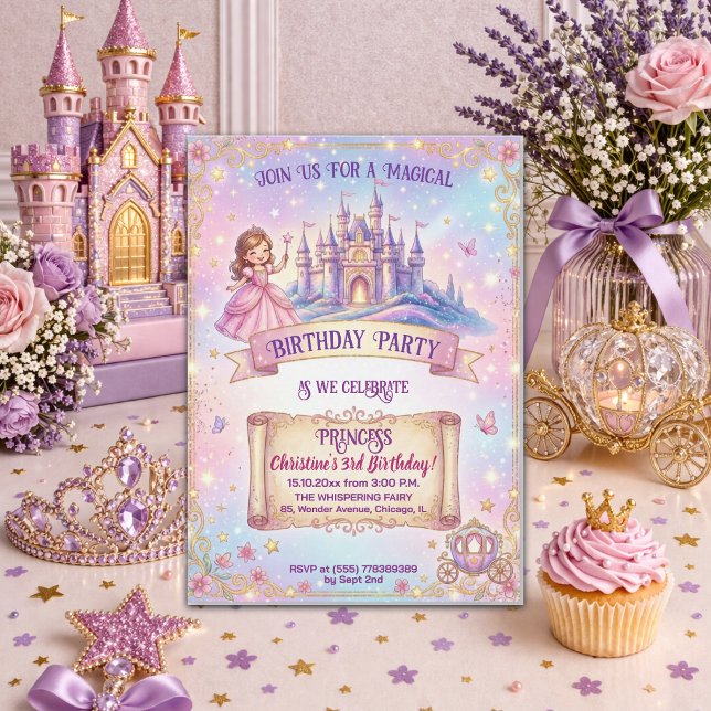 Invitación Fiesta de cumpleaños de la princesa del castillo d (Subido por el creador)