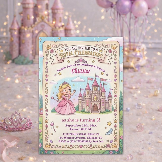 Invitación Fiesta de cumpleaños de la princesa del castillo d (Subido por el creador)