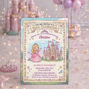 Invitación Fiesta de cumpleaños de la princesa del castillo d