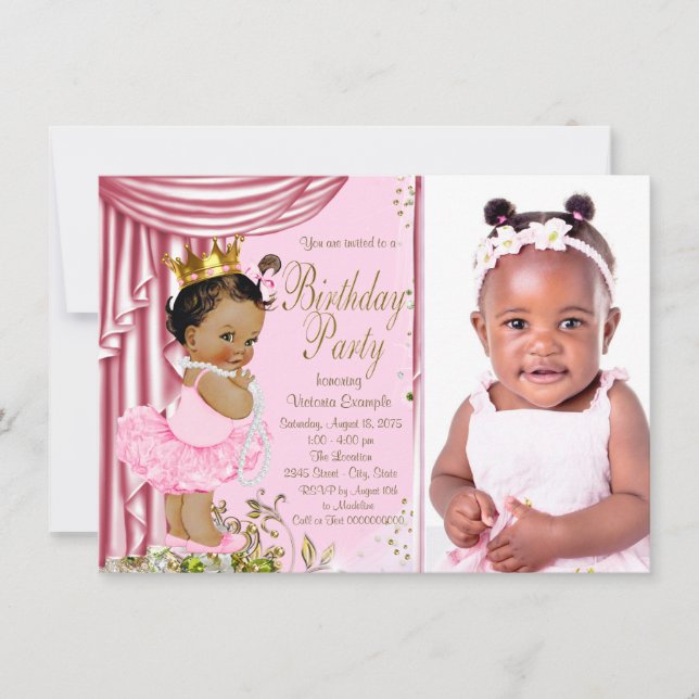 Invitación Fiesta de cumpleaños de la princesa étnica Tutu Pe (Anverso)