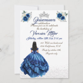 Invitación fiesta de cumpleaños de la princesa floral azul Ch