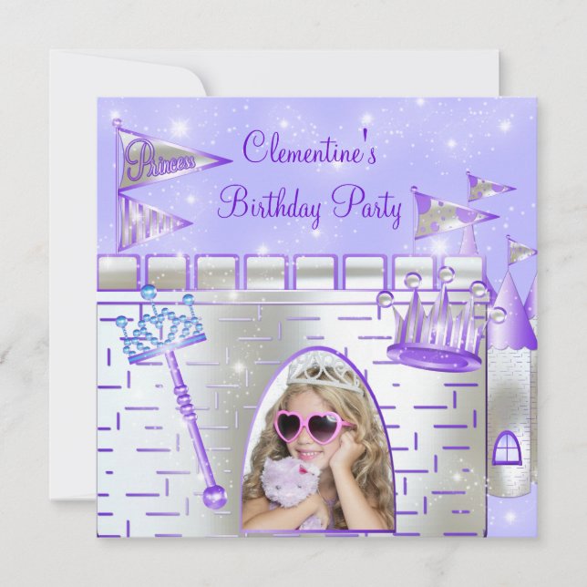 Invitación Fiesta de cumpleaños de la princesa púrpura (Anverso)