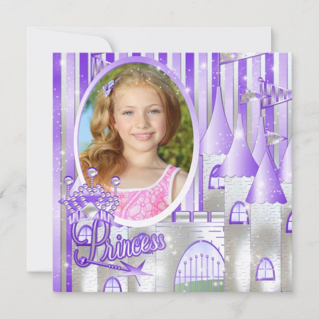 Invitación Fiesta de cumpleaños de la princesa púrpura (Anverso)