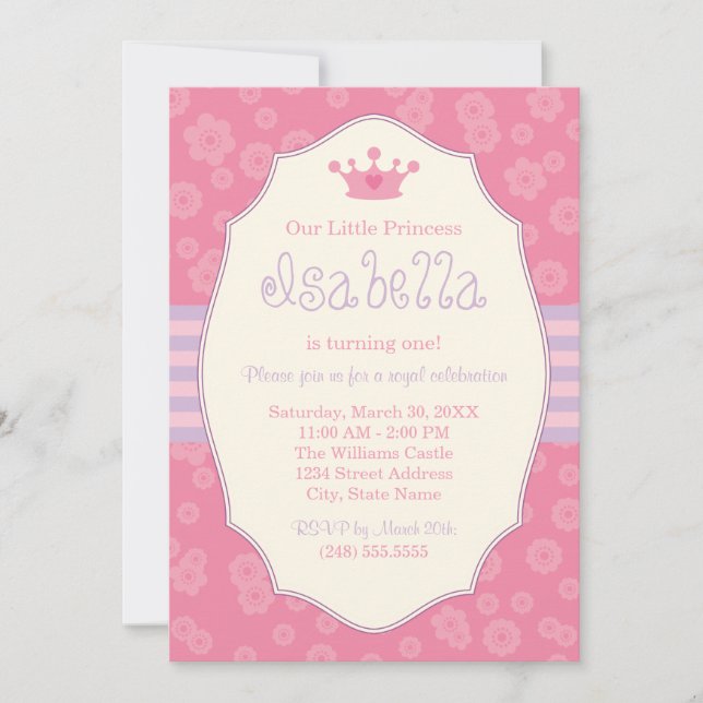 Invitación Fiesta de cumpleaños de la princesa púrpura de la  (Anverso)