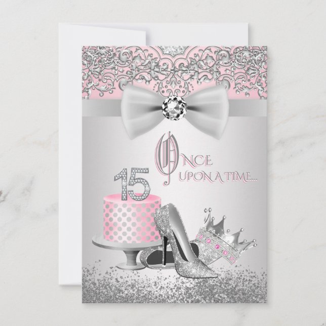 Invitación Fiesta de cumpleaños de la princesa Quinceanera Pl (Anverso)