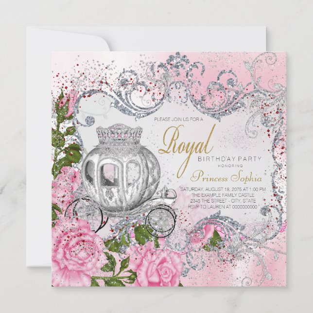 Invitación Fiesta de cumpleaños de la princesa real (Anverso)