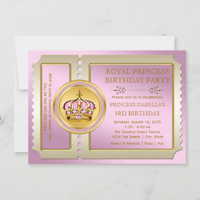 Invitación Fiesta de Cumpleaños de la Princesa Real (Anverso)