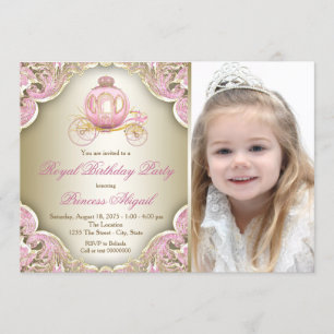 Invitación Fiesta de cumpleaños de la Princesa Real de Oro y 