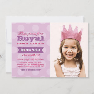 Invitación Fiesta de cumpleaños de la princesa real morada Ch