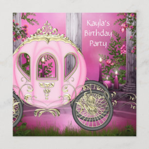 Invitación Fiesta de Cumpleaños de la Princesa Rosa Carruaje