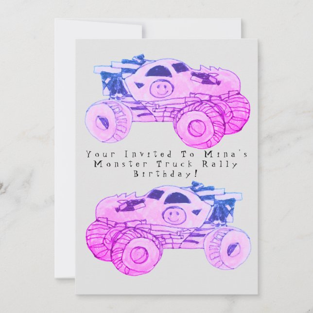 Invitación Fiesta de cumpleaños de la rally Smile Monster Tru (Anverso)