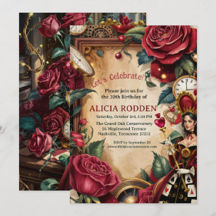 Invitación Fiesta de Cumpleaños de la Reina de Corazones