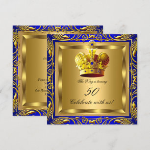 Invitación Fiesta de cumpleaños de la Reina Real de Oro Azul