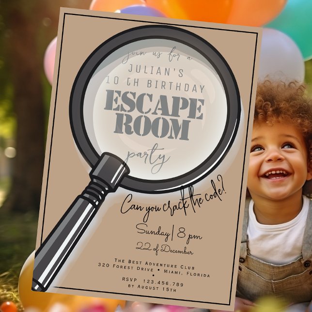 Invitación Fiesta de cumpleaños de la sala de escape (Subido por el creador)