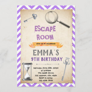 Invitación Fiesta de cumpleaños de la sala de escape de plata