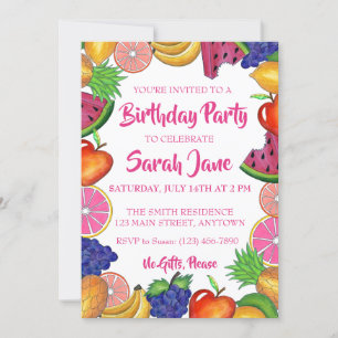 Invitación Fiesta de cumpleaños de la sandía plástica de la f