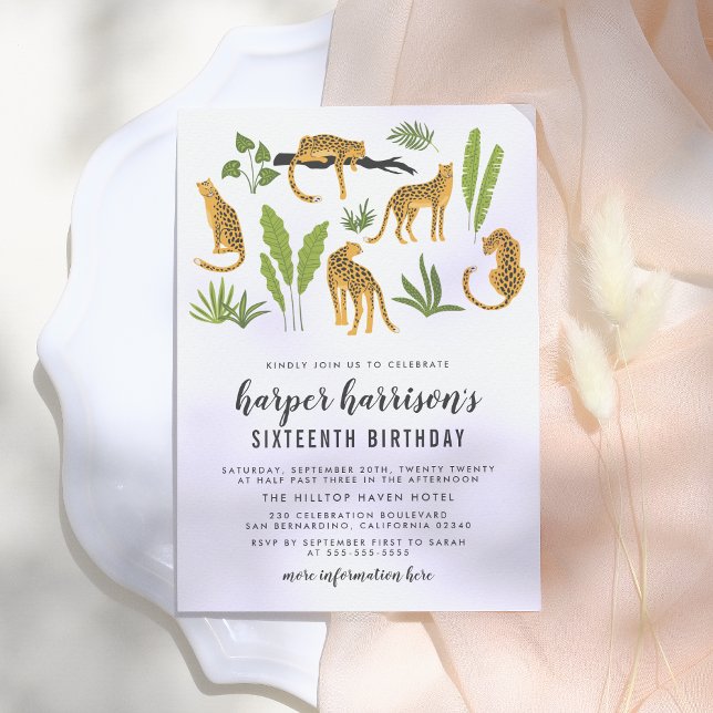Invitación Fiesta de cumpleaños de la selva tropical Cheetah (Subido por el creador)