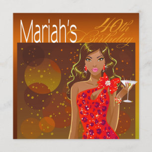 Invitación Fiesta de Cumpleaños de la Señora Bonita cóctel ám