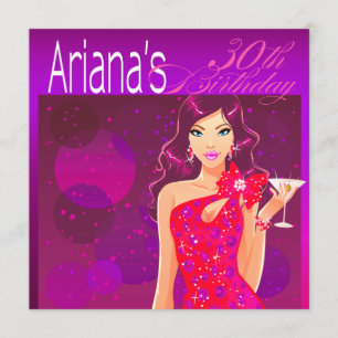 Invitación Fiesta de Cumpleaños de la Señora Bonita Cóctel vi