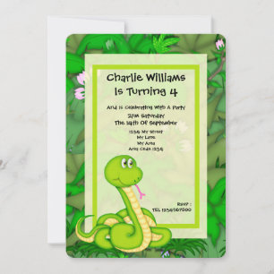 Invitación Fiesta de cumpleaños de la serpiente