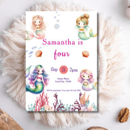 Invitación Fiesta de Cumpleaños de la Sirena Bajo El Mar