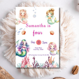 Invitación Fiesta de Cumpleaños de la Sirena Bajo El Mar