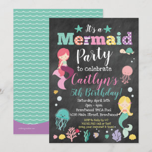 Invitación Fiesta de Cumpleaños de la Sirena Bajo el Mar - Ch