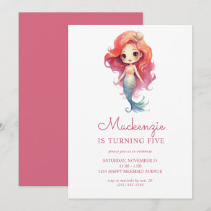 Invitación Fiesta de cumpleaños de la Sirena Cuta