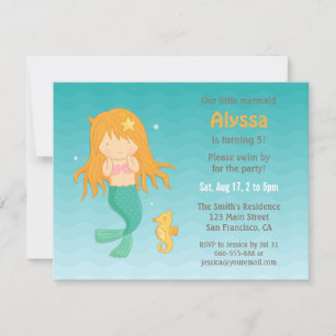 Invitación Fiesta De Cumpleaños De La Sirena Cuta Y Las Niñas