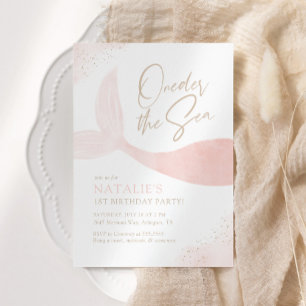 Invitación Fiesta de cumpleaños de la sirena de color rosa ma