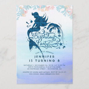 Invitación Fiesta de cumpleaños de la sirena debajo del mar