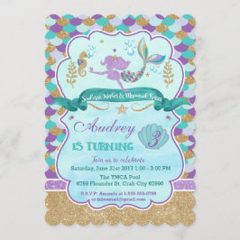 Invitación Fiesta de Cumpleaños de la Sirena Personalizada