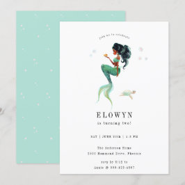 Invitación Fiesta de cumpleaños de la sirena verde azulada