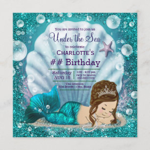Invitación Fiesta de Cumpleaños de la Sirenita bajo el mar